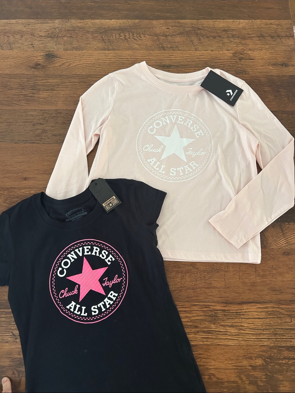 Converse Kids Pink Long Sleeve & Black Short Sleeve All Star Tees